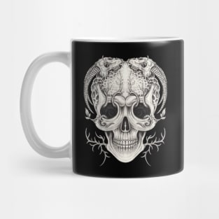 Skull head surrealist art and skull animal. Mug